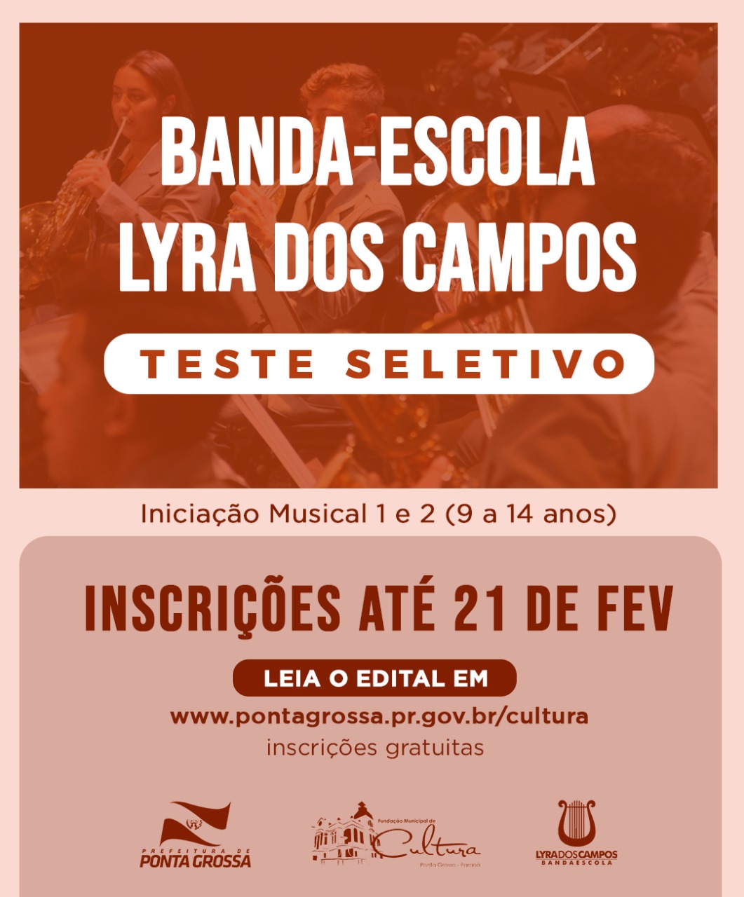 Escola da Banda Lyra dos Campos abre inscrições para novos alunos