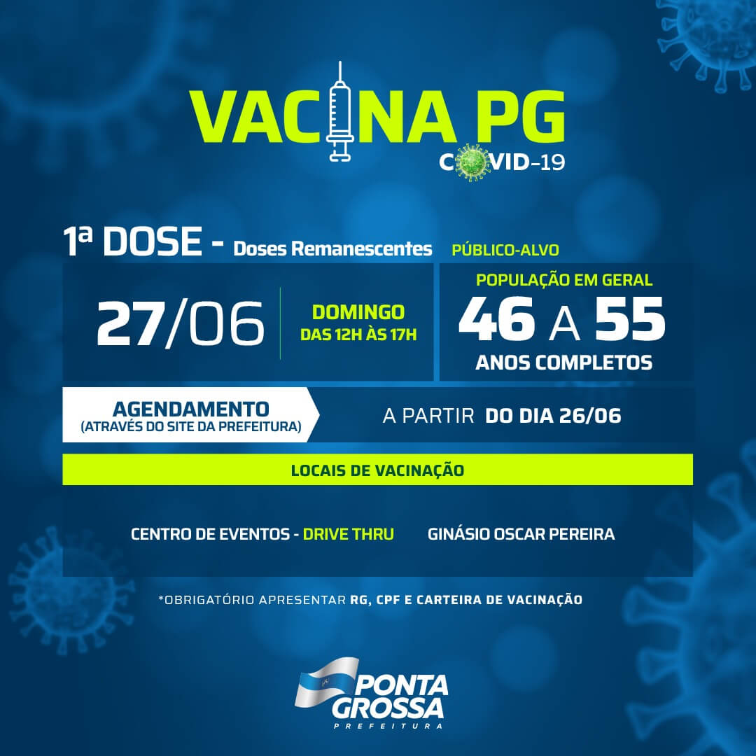 Prefeitura amplia faixa etária geral de vacinação contra Covid-19 para 46 a 55 anos