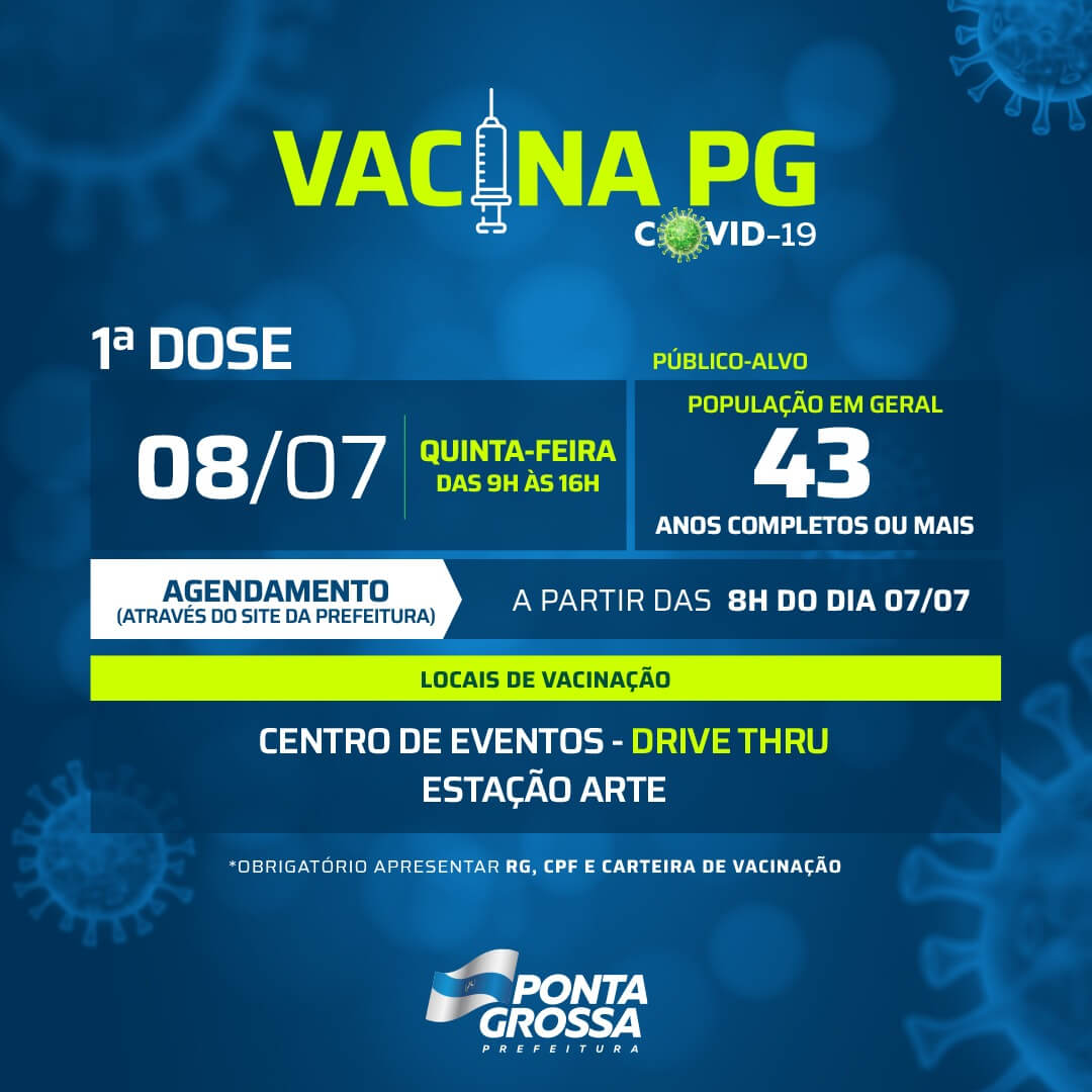 Prefeitura avança vacinação para pessoas com 43 anos na próxima semana