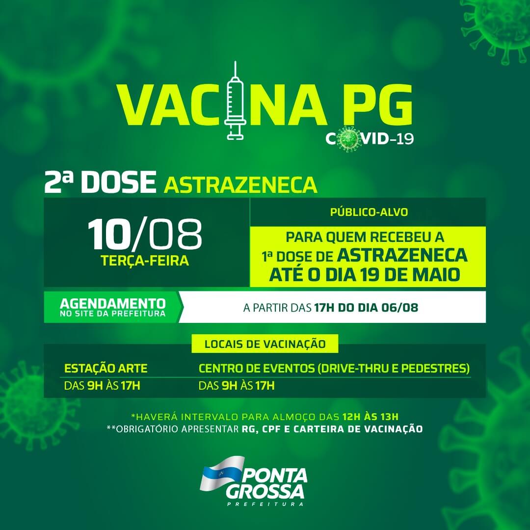 Prefeitura convoca etapa para aplicação da 2ª dose de Astrazeneca