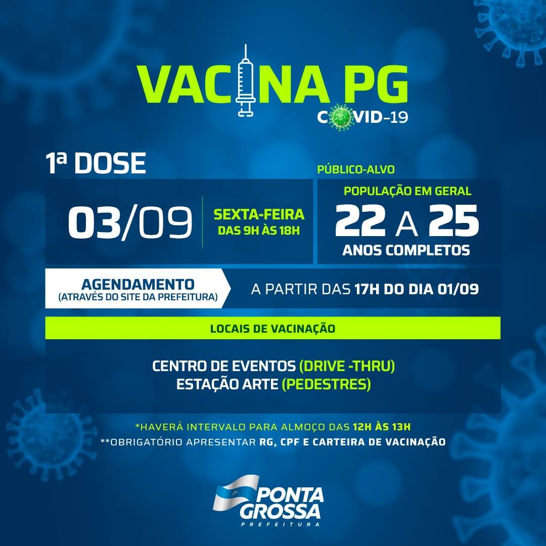 PG volta a vacinar primeira dose contra Covid-19