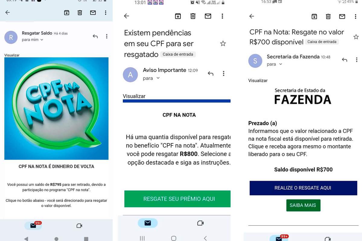 Fazenda alerta para falsos e-mails sobre supostos saldos do Nota Paraná