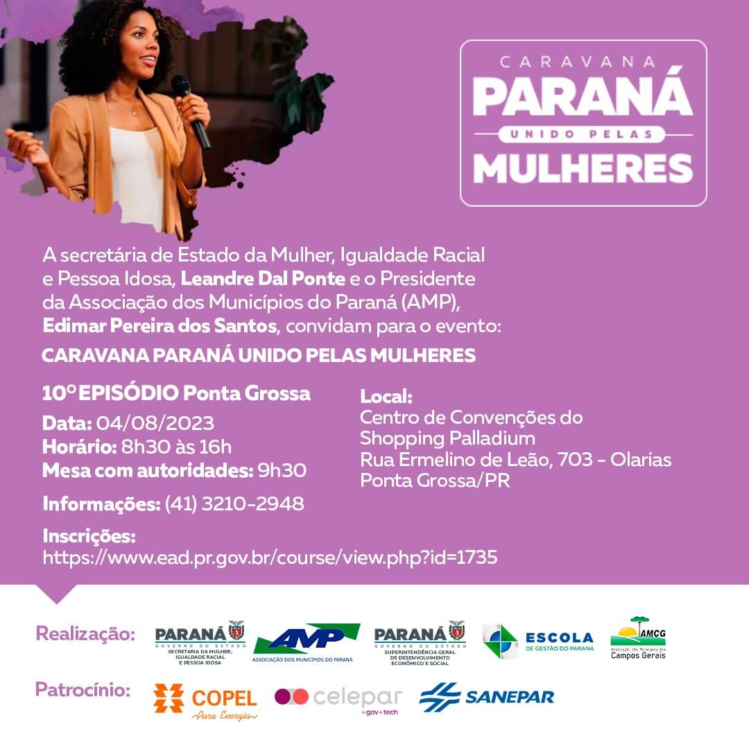 PG recebe "Caravana Paraná Unido pelas Mulheres" na próxima sexta (4)