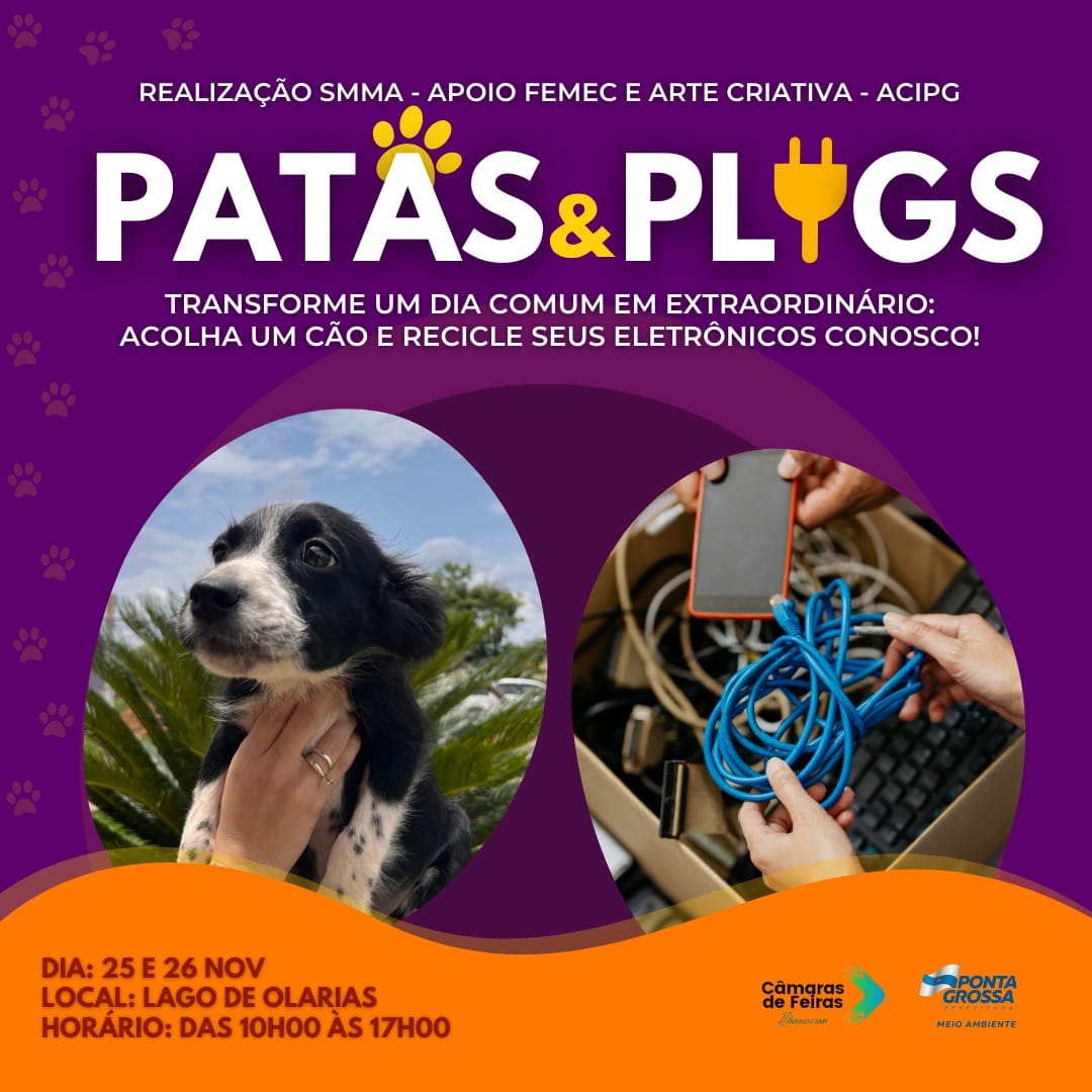 ‘Patas e Plugs’ une adoção de animais e reciclagem de eletrônicos no Lago de Olarias